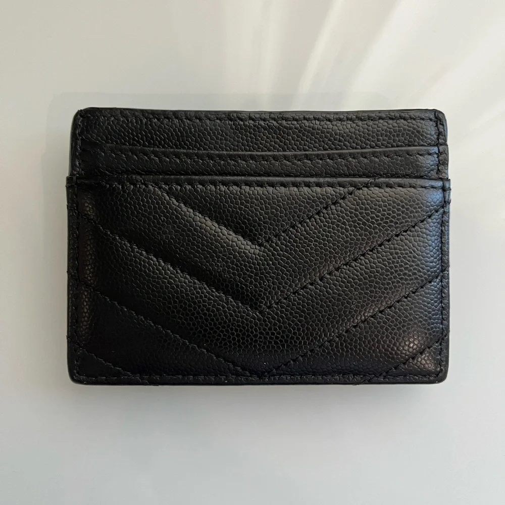 YVES SAINT LAURENT BLACK LEATHER CARD WALLET - Picture 3 of 6